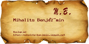 Mihalits Benjámin névjegykártya